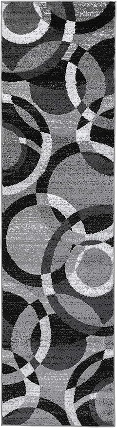 Rugshop Contemporary Abstract Circles Perfect for high Traffic Areas of Your Living Room,Bedroom,Home Office,Kitchen Runner Rug 2' x 7' Gray