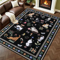 6x9 Area Rugs Living Room Rug: Vintage Washable Rug Floral Soft Carpet Indoor Floor Non-Slip Boho Stain Resistant Large Carpets for Bedroom Kids Nursery Dining Room Farmhouse Home Office Black/C01