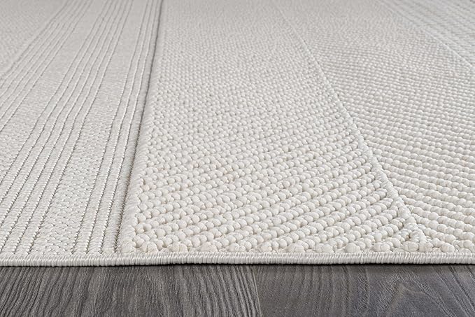 Beverly Rug Micro Loop Area Rug White 6x9 Modern Luxury Soft Boho Geometric Durable Indoor Area Rugs for Living Dining Room Office Stain Resistant Non Shedding Casual Indoor Carpet White 6 x 9