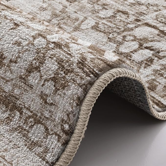 LUMI 8x10 Washable Area Rug for Living Room, Ultra Soft Traditional Vintage Rugs Non Slip with Rubber Backing, Low Profile, High Traffic, Stain Resistant Carpets, Ideal for Bedroom, Dining Room