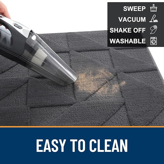 OLANLY Door Mats Indoor, Non-Slip, Absorbent, Dirt Resist, Entrance Washable Mat, Low-Profile Inside Entry Doormat for Entryway (36x24 inches, Dark Grey)