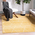 Unique Loom Trellis Frieze Collection Area Rug - Geometric (5' Square, Yellow/ Ivory)