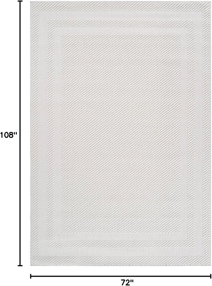 CAMILSON Micro Loop Rug 6x9 Modern Luxury Bordered Area Rugs Soft High and Low Pile Stain Resistant Easy-Cleaning Non-Shedding for Living Room Office Indoor Carpet (6 x 9 / White)