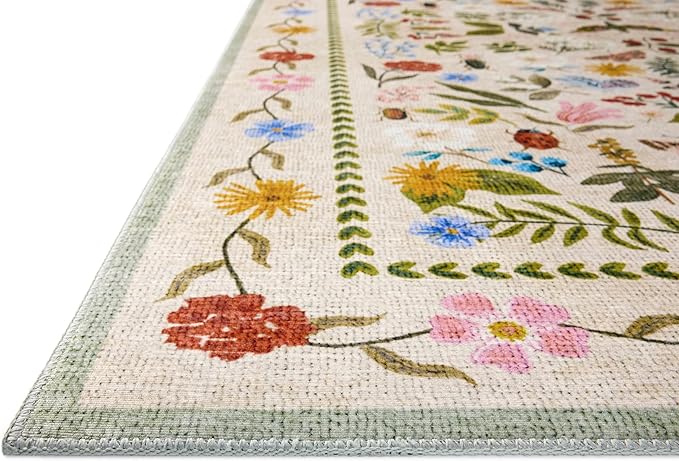 Loloi Rifle Paper Co. Canopy Collection CNP-04 Cream/Multi 3'-9" x 3'-9" Round Accent Rug