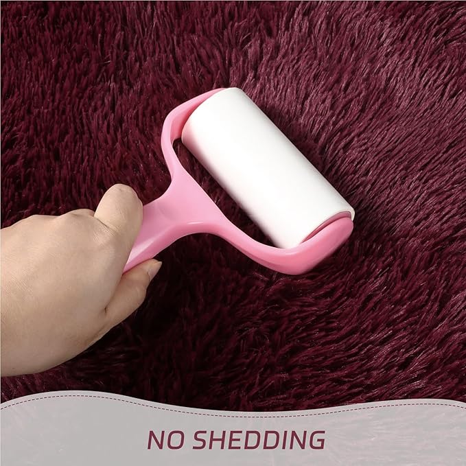 duduta Burgundy Plush Round Rug 4x4 ft, Fluffy Shag Rugs for Bedroom Classroom Nursery Playroom Dorm Decor, Washable Non Slip
