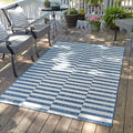 Unique Loom Outdoor Striped Collection Area Rug - Striped (10' x 13' 1" Rectangle Blue/Ivory)