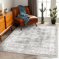 Washable Area Rug 3'x5' Vintage Traditional Floor Cover Foldable Thin Rugs Retro Kitchen Indoor Distressed Non Slip Carpet Floral Print Mat Bedroom Living Room