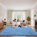 Blue Area Rugs 9x12 Living Room Bedroom, Fluffy Large Rug Soft Shag Non-Slip Carpet for Kids Boys and Girls Room Dorm Home Decor (9ft x 12ft)