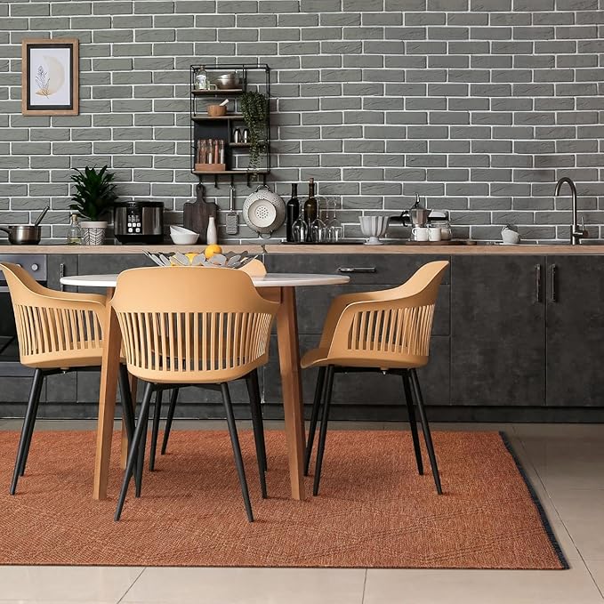 LUXE WEAVERS Modern Farmhouse Orange 8x10 Washable Area Rug, Anti-Slip Diamond Pattern Carpet