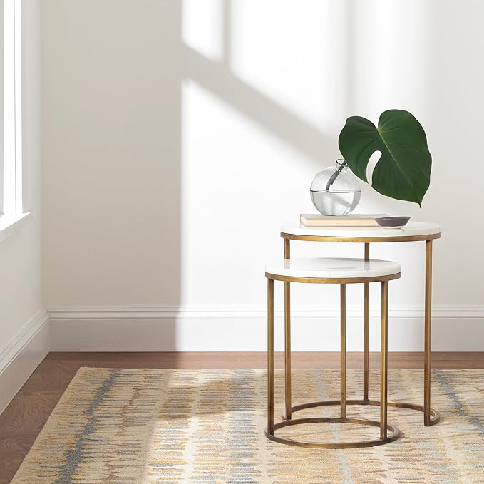 Dash and Albert Paint Chip Wool Area Rug - 6' x 9' Neutral Graphic Hand Micro Hooked Accent Rug - Durable, High Traffic Areas Hallway, Living Room, Stairs