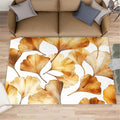 Golden Leaf Rugs for Bedroom - 5x7 Area Rug - 3D Ginkgo Leaf Rugs for Living Room, Modern Simple Art Rug, Non-Slip Washable Home Decor Carpet