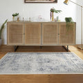 RUGGABLE Washable Vintage Area Rug – Sarrah Blue Quartz 4x6, Stain-Resistant, Non-Slip – Medium Machine Washable Rugs for Living Room, Bedroom, Hallway, Entryway & Office–with Cushioned Pad