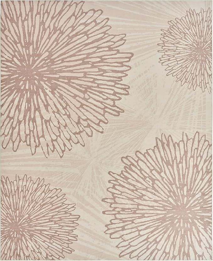 WITSHOCK 7x9 Area Rugs for Living Room: Beige Floral Washable Rugs for Bedroom Dining Room Office Nursery Modern Non-Slip Stain Resistant Low Pile Home Decor（Beige/Brown,7'x9'）