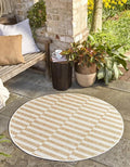 Unique Loom Outdoor Striped Collection Area Rug - Striped (5' 3" Round Taupe/Ivory)