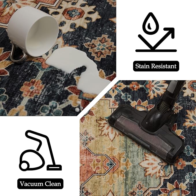 Area Rug Non Slip Machine Washable Ultra Soft Living Room/Bedroom/Kitchen/Outdoor/Classroom Maroon, 2'×6'