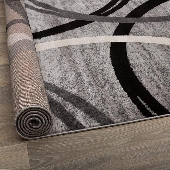 Rugshop Wavy Circles Design Area Rug, Fade-Resistant Carpet for Living Room, Dining Room, or Office,Grand Room,Open Spaces, Gray, 12' x 15'