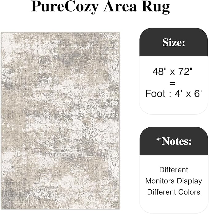 Modern Abstract Beige Gray Area Rug 4x6 Entryway Machine Washable Office Carpet Kitchen Door Mat Indoor Accent Throw Low Pile Non Slip Distressed Living Dining Laundry Room Bedroom
