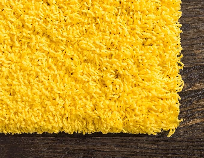 Unique Loom Solid Shag Collection Area Rug (6' 1" x 9' Rectangle, Tuscan Sun Yellow)