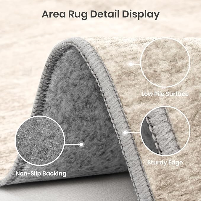 Valenrug Washable Rugs 5x7 - Non Slip 5x7 Area Rugs for Living Room, Stain Resistant Area Rugs for Bedroom, Foldable Machine Washable Area Rug(5'x7', Brown)