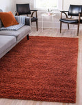 Unique Loom Solid Shag Collection Area Rug (6' 1" x 9' Rectangle, Terracotta)