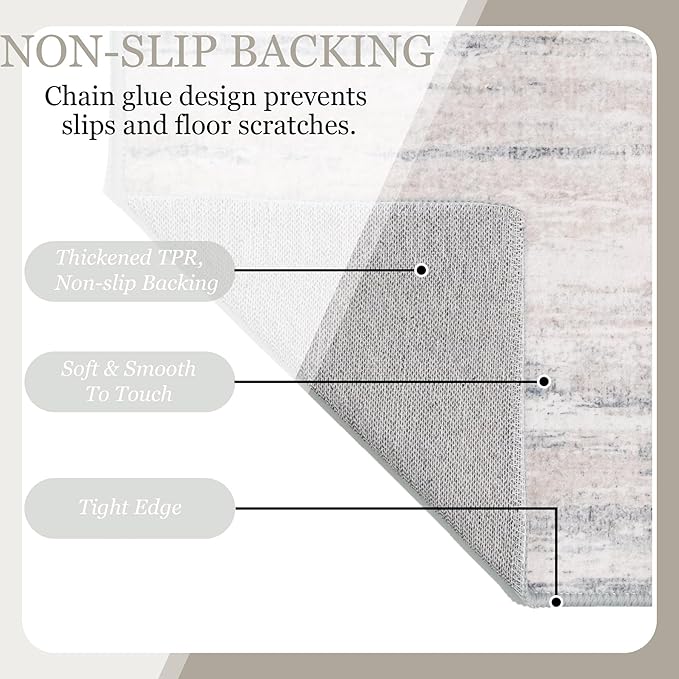 MUJOO 9x12 Area Rug,Washable Rugs for Living Room Bedroom Dining Room,Modern Abstract Large Non Slip Throw Carpet Indoor,Low Pile Accent Neutral Beige and Grey