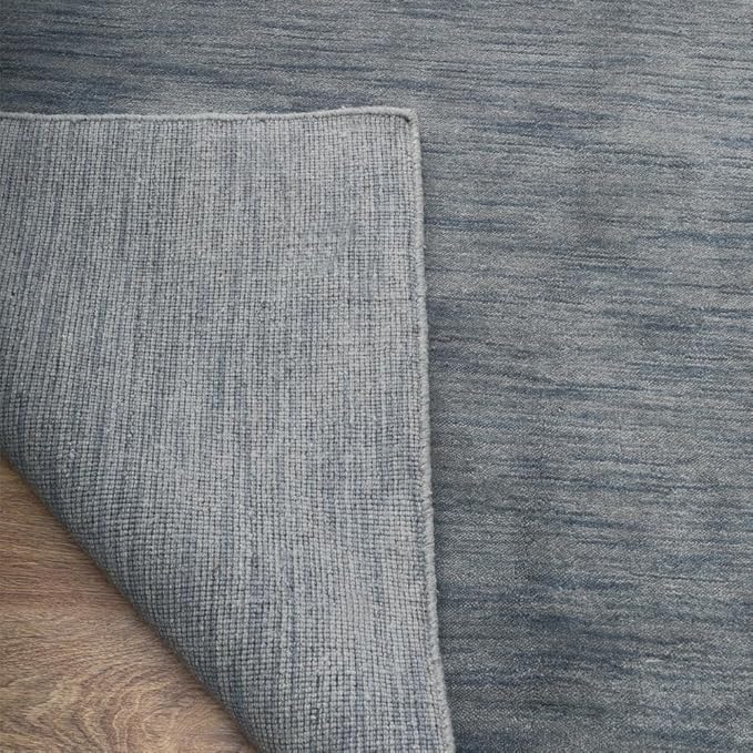 Hand Knotted Loom Wool ECO-Friendly Area Rugs - 8'x11', Rectangle, Light Blue Color, Solid Plain Design, High Pile Thick Handmade Anti Skid Rugs for Living Room (L00111)
