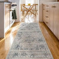 RUGGABLE Washable Vintage Runner Rug – Sarrah Blue Quartz 2.5x7, Stain-Resistant, Non-Slip Hallway Runner – Machine Washable Rug for Hallway, Entryway, Living Room & Kitchen–with Standard Pad