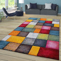 Paco Home Colorful Living Room Rug Checkered Design with Squares Multicolor, Size: 2' x 3'7"