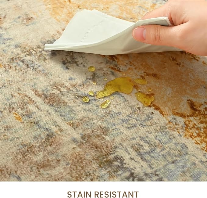 2x6 Beige Rug Runners for Hallways Kitchen Runner Rug Non Slip Washable Tan Long Runner Rugs with Rubber Backing Soft Abstract Carpet Runner for Bedroom, Kitchen, Bathroom, Entryway