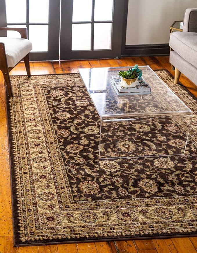 Unique Loom Voyage Collection Traditional Oriental Classic Intricate Design Area Rug (8' 0 x 10' 0 Rectangular, Brown/Ivory)