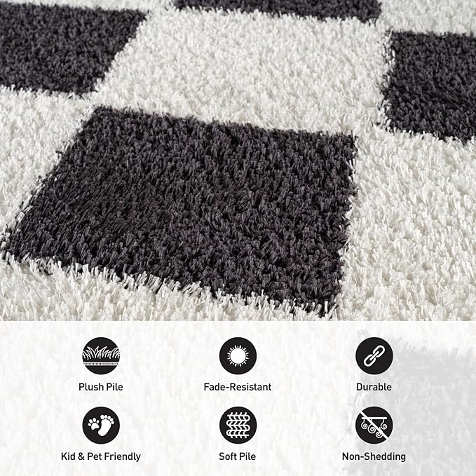 Rugshop Diamond Wave Pattern Shag Runner Rug Anthracite Dark Gray 2' 3" x 8' Perfect for Hallways, Kitchens, or Behind The Sofa