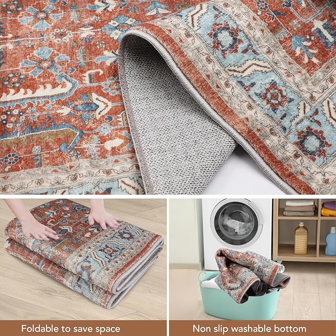 Washable Hallway Runner Rugs 2x8 Stain Resistance Runners for Hallways Kitchen Entrance Non-Slip Runner Rugs Laundry Room Rug