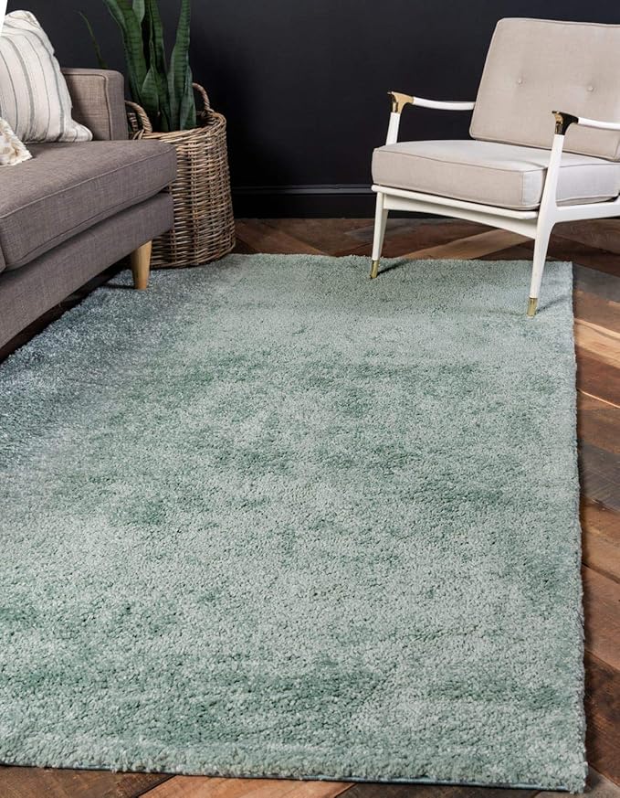 Unique Loom Solo Collection Area Rug - Calabasas (7' 10" x 10' Rectangle, Light Blue)