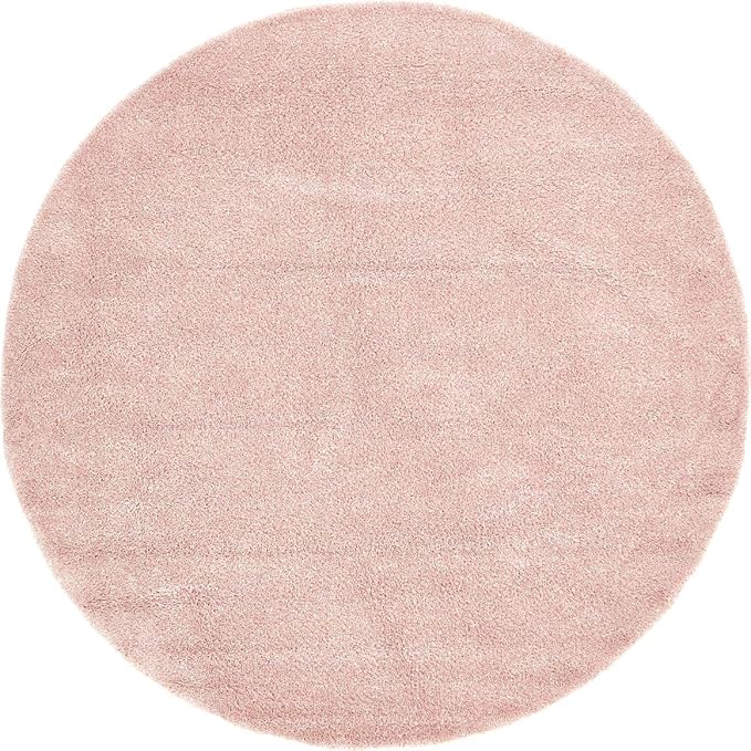 Unique Loom Solo Collection Area Rug - Calabasas (7' 10" Round, Pink)