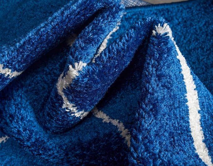 Unique Loom Trellis Frieze Collection Area Rug - Geometric (2' x 3' 1", Navy Blue/ Ivory)
