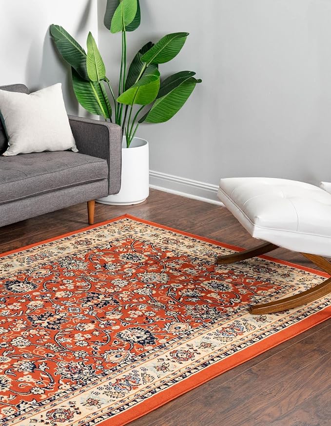 Rugs.com Yasmin Collection Rug – 6' x 9' Terracotta Medium Rug Perfect for Bedrooms, Dining Rooms, Living Rooms