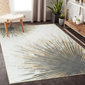 Lahome Modern Living Room Area Rug - 4x6 Rug Washable Non-Slip Soft Bedroom Rugs Ultra-Thin Throw Office Rug, Abstract Print Low-Profile Carpet Rug for Kitchen Laundry Room Entryway (Gold/Gray, 4'x6')