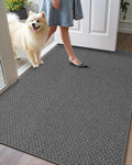 Color&Geometry Ultra Thin Indoor Door Mat Non Slip Rubber Backed Dirt Trapper 36"x56"(Rolled-up NO Creases), Rugs for Entryway, Front Door Mat Indoor Washable Low-Profile Entry Mat, Grey