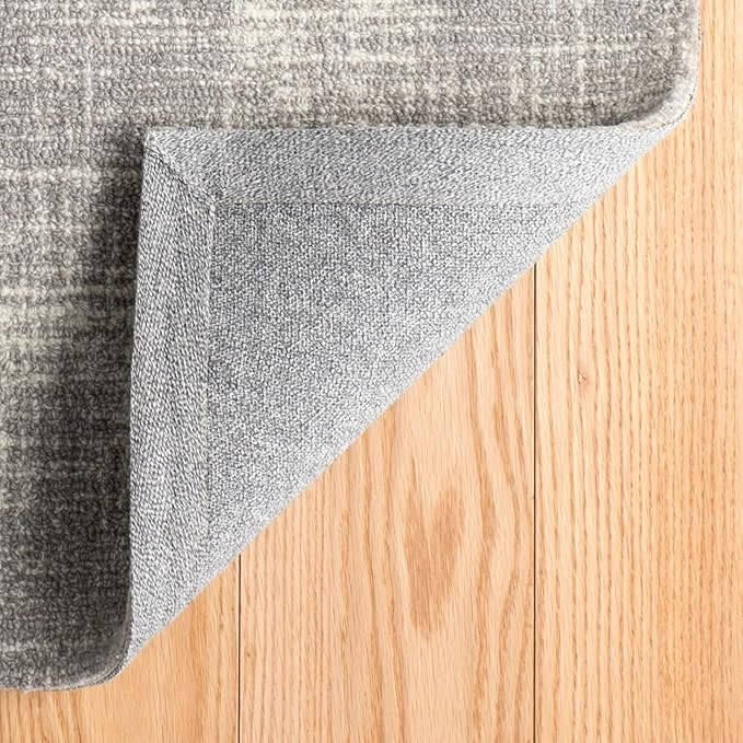 Dash & Albert Crosshatch Dove Grey Hand Micro Hooked Wool Rug, 8.5 X 11.5 Feet, Grey Solid Pattern