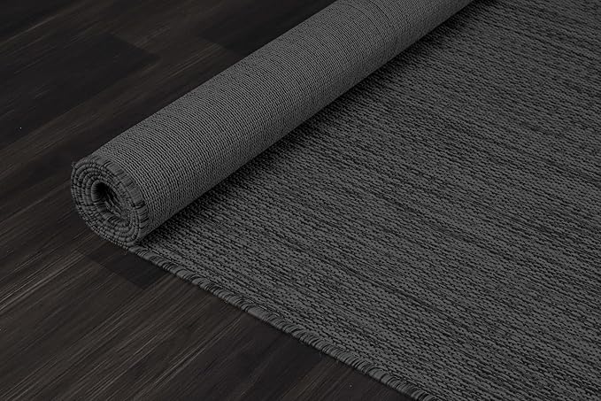 CAMILSON Outdoor Rug 5x7 Modern Area Rugs for Indoor and Outdoor Patios and Porches - Waterproof, Washable, Non-Shedding, Easy-to-Clean Outside Carpet (5 x 7, Solid - Dark Gray)