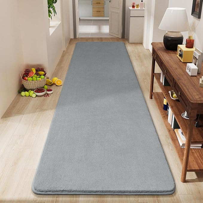 Amearea Modern Soft Hallway Runner Rug, 2x8 Feet Area Rug Runners for Hallways, Washable Runner Rugs, Non Slip Memory Foam Runner Rugs Carpet for Entrance Kitchen Kids Room Decor, Grey