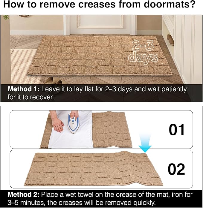 Front Door Mat Outside Entrance, Outdoor Indoor Door Mats for Entryway, Entrance, Entry, Patio, Waterproof Non Slip Doormat, Low-Profile, 31.5" × 39“, Brown