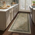 Vintage 3x6 Runner Rug Non Slip, Washable Thin Kitchen Runner, Distressed Medallion Carpet Runners for Hallway 6ft Indoor Entryway/Bedroom/Foyer/Laundry Room/Bathroom, Multi Brown/Olive