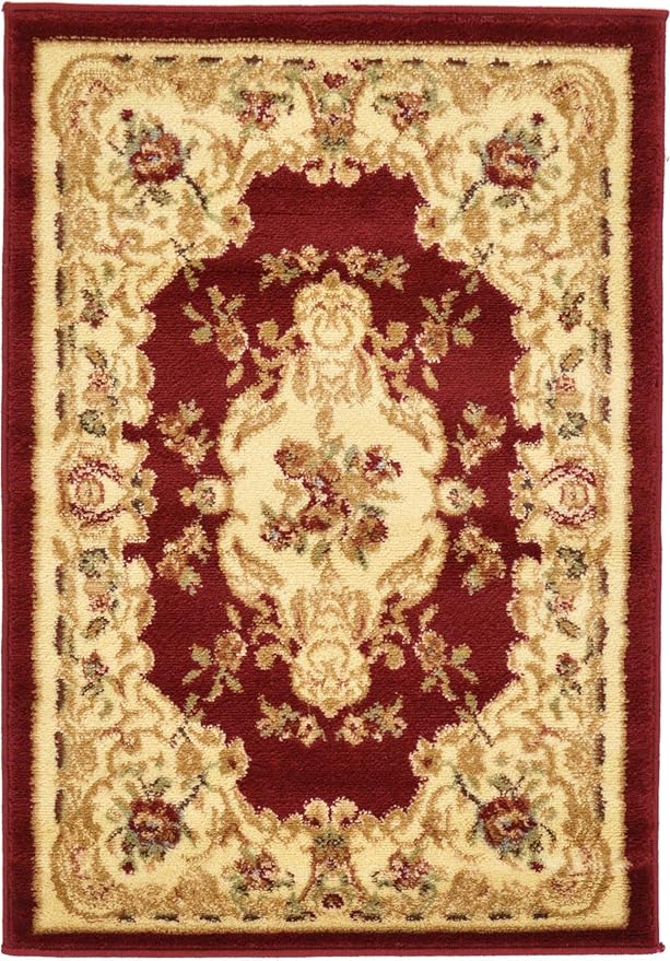 Rugs.com Chateau Collection Rug – 2' x 3' Cream Medium Rug Perfect for Entryways, Kitchens, Breakfast Nooks, Accent Pieces