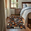 African Style Brown Orange Area Rug for Living Room, Non-Slip Backing Low Pile Modern Abstract Rug for Indoor Use, 3x5 Washable Carpet