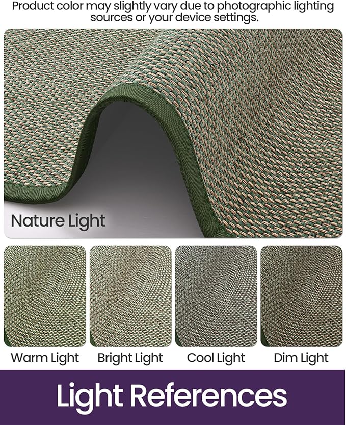 DEXI Ultra Thin Entryway Door Mat 24x36, Non Slip Rubber Backing Inside Entry Mat, Low Profile Easy Clean Dirt Trapper Doormat for Inside Entrance Patio, Green