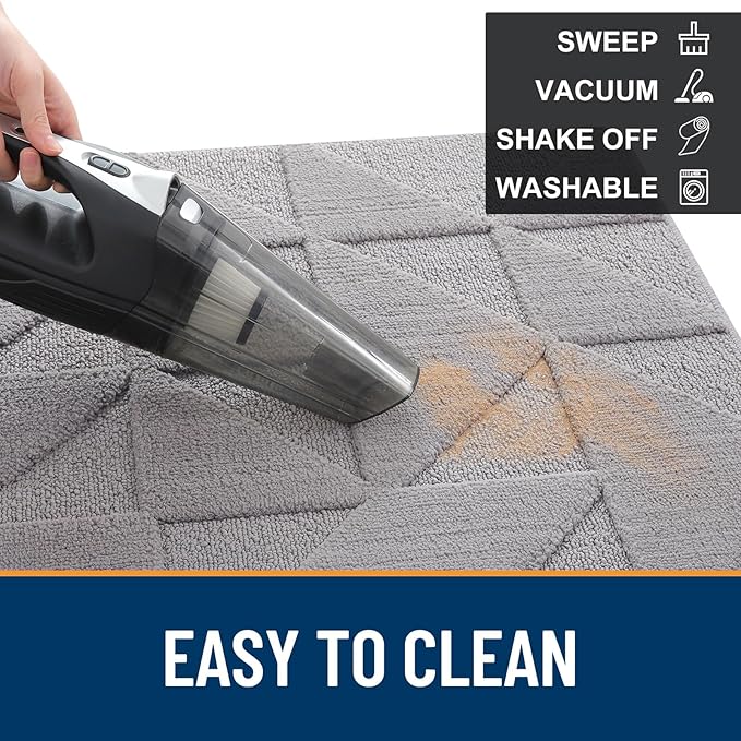 OLANLY Door Mats Indoor, Non-Slip, Absorbent, Dirt Resist, Entrance Washable Mat, Low-Profile Inside Entry Doormat for Entryway (32x20 inches, Grey)