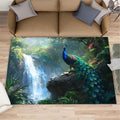Peacock Rugs for Bedroom - 4x6 Rug, Peacock Decor Area Rugs for Living Room, Natural Landscapes Carpet, Waterfall Washable Area Mat, Aesthetics Carpet - Peafowl Home Decor & Gifts