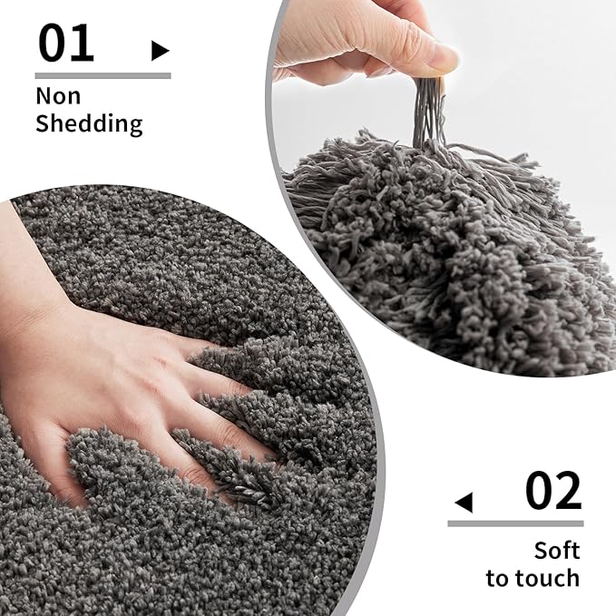 Bathroom Runner Rug 24x70 Dark Grey Non Slip Fluffy Long Bath Mat for Bathroom Floor Washable Plush Luxury Bath Rug for Tub Absorbent Shower Sink Mat Bedside Rug