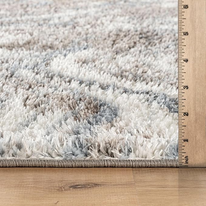 Rugshop Abstract Marble Shag Runner Rug Blue 2' 3" x 8' Perfect for Hallways, Kitchens, or Behind The Sofa